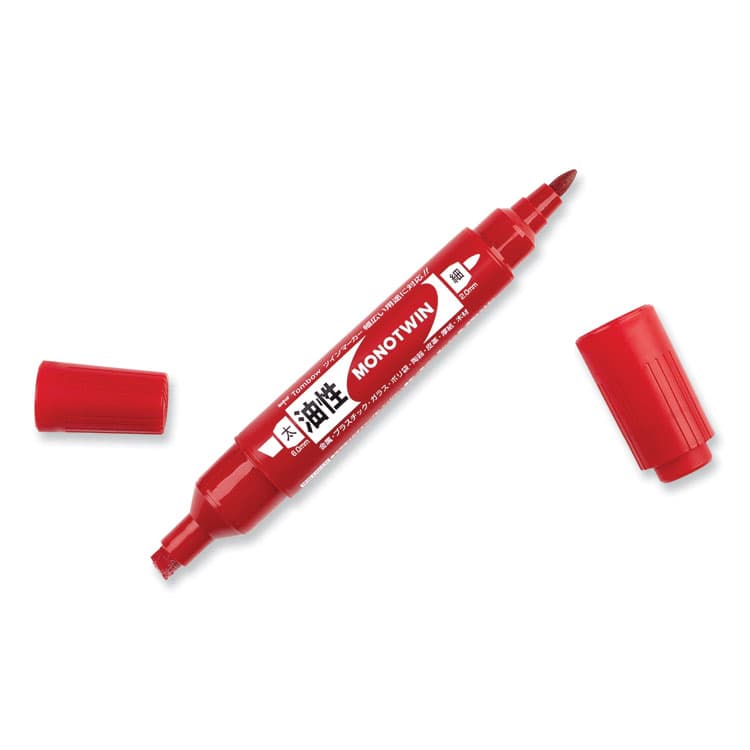 AMERICAN TOMBOW . Mono Twin Bold Permanent Marker, Fine/Broad Tips, Red, 10/Box (TOM56647) thumbnail 2