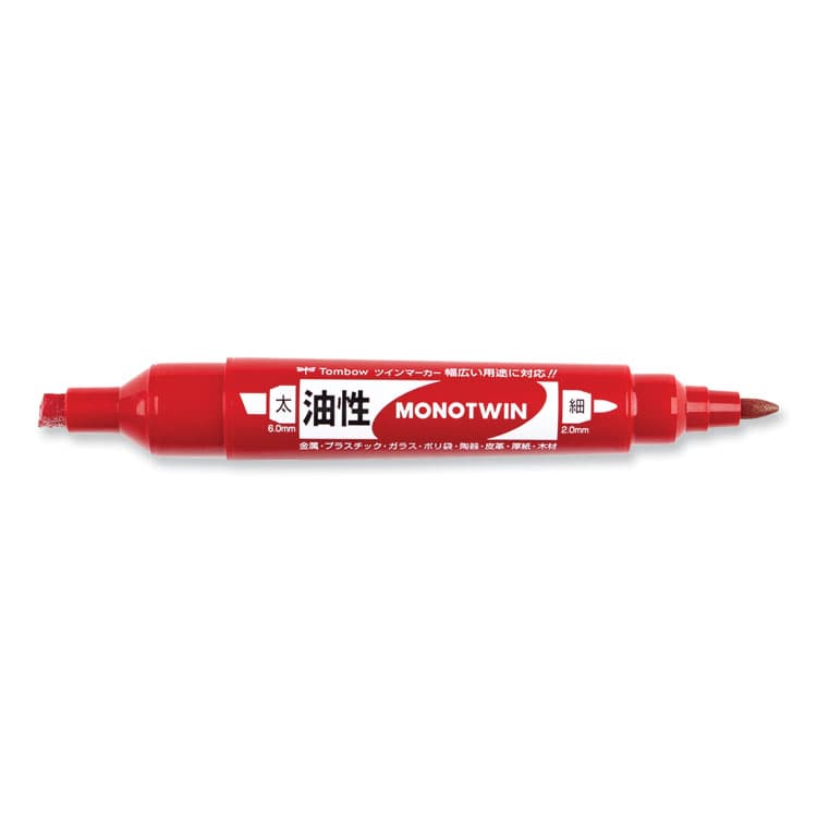 AMERICAN TOMBOW . Mono Twin Bold Permanent Marker, Fine/Broad Tips, Red, 10/Box (TOM56647) thumbnail 3