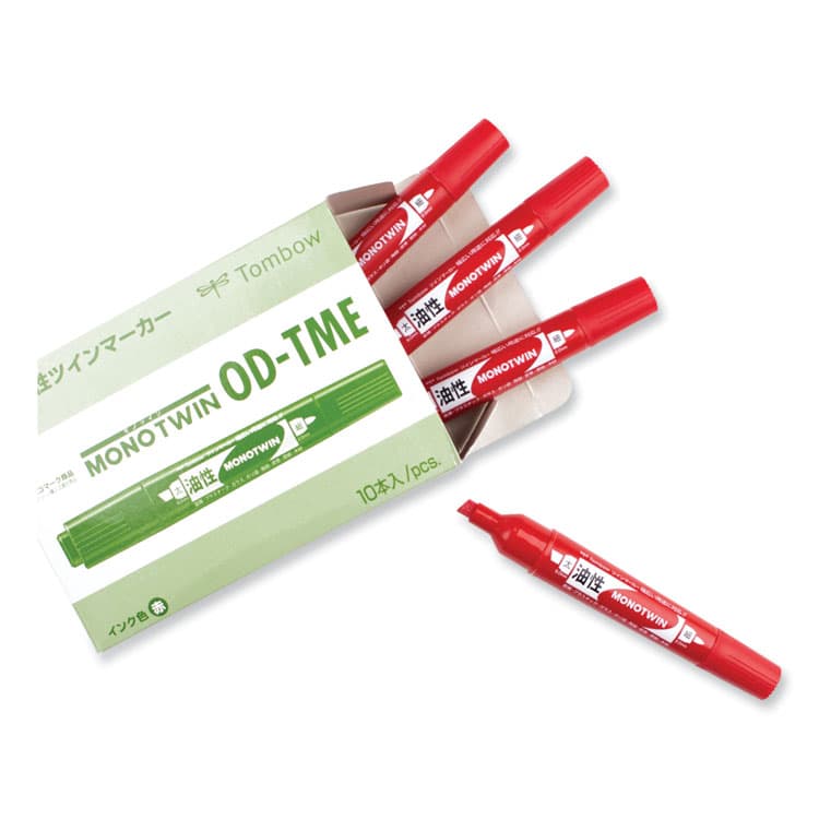 AMERICAN TOMBOW . Mono Twin Bold Permanent Marker, Fine/Broad Tips, Red, 10/Box (TOM56647) thumbnail 4