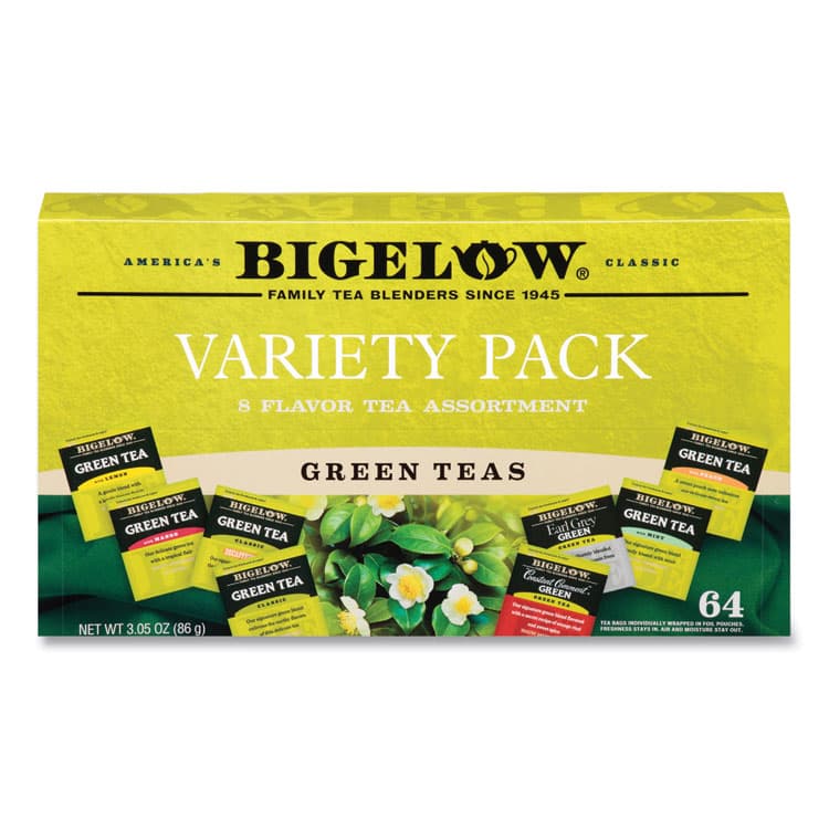 BIGELOW TEA CO. Green Tea Assortment, Individually Wrapped, Eight Flavors, 64 Tea Bags/Box (BTC30568) thumbnail 2