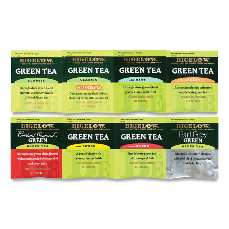 BIGELOW TEA CO. Green Tea Assortment, Individually Wrapped, Eight Flavors, 64 Tea Bags/Box (BTC30568) thumbnail 3