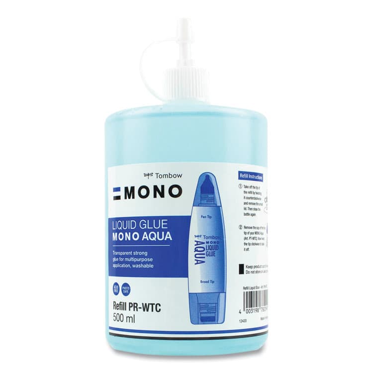 AMERICAN TOMBOW . Aqua Liquid Glue Refill, 500 mL, Dries Clear (TOM52181)