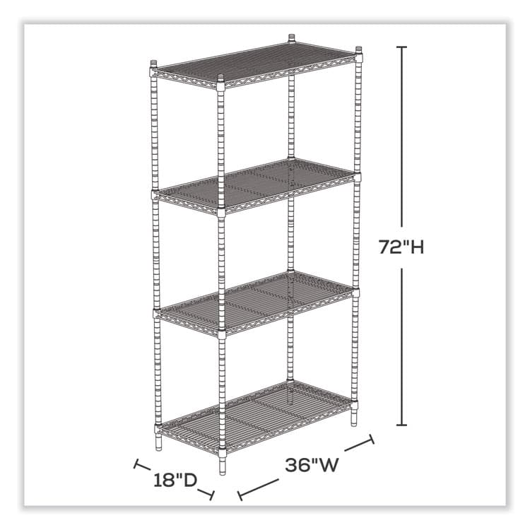 SAFCO PRODUCTS Industrial Wire Shelving, Four-Shelf, 36w x 18d x 72h, Metallic Gray (SAF5285GR) thumbnail 2