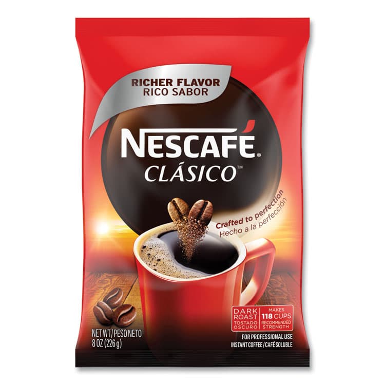NESTLE Clasico Dark Roast Instant Coffee, 8 oz, 12/Carton (NES70948CT)