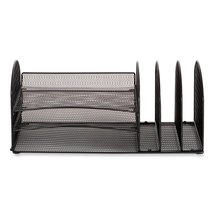 SAFCO PRODUCTS Onyx Mesh Desk Organizer with Three Horizontal and Upright Sections, Letter Size Files, 19.62 x 11.32 x 8.5, Black (SAF3213BLKD) thumbnail 2