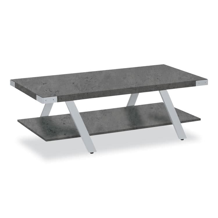 SAFCO PRODUCTS Coffee Table, Rectangular. 48 x 23.75 x 16, Stone Gray Top, Silver Base (SAFMRCFTSGY) thumbnail 2