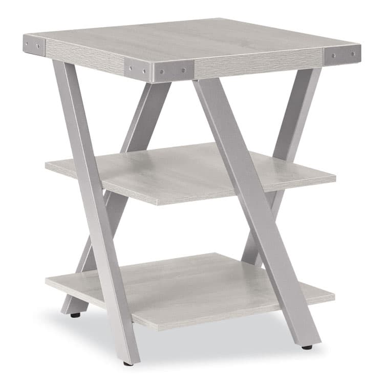 SAFCO PRODUCTS End Table, Square, 20 x 20 x 25, White Ash Top, Silver Base (SAFMRETWAH)