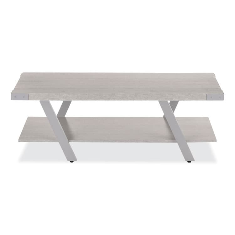 SAFCO PRODUCTS Coffee Table, Rectangular, 51 x 23.78 x 16, White Ash Top, Silver Base (SAFMRCFTWAH)