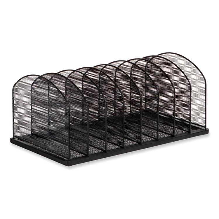 SAFCO PRODUCTS Onyx Mesh Desk Organizer, Eight Upright Sections, Letter to Legal Size Files, 19.25 x 10.87 x 8.5, Black (SAF3212BLKD)