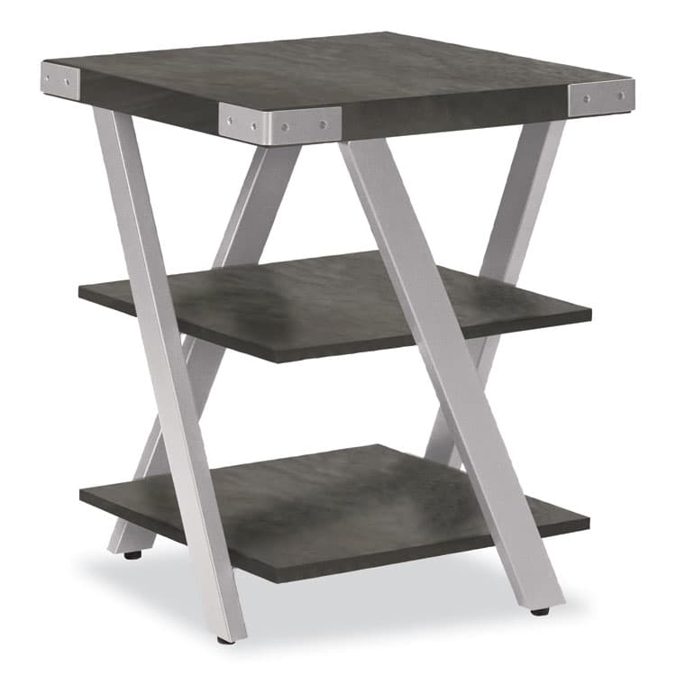 SAFCO PRODUCTS End Table, Square, 20 x 20 x 25, Stone Gray Top, Silver Base (SAFMRETSGY)