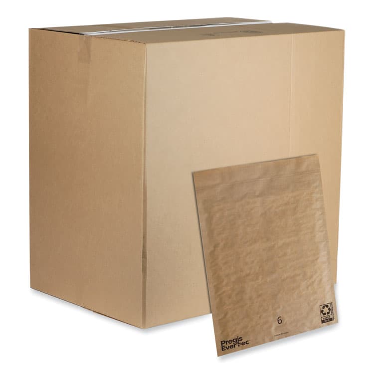 PREGIS EverTec Curbside Recyclable Padded Mailer, #6, Kraft Paper, Self-Adhesive Closure, 14 x 18, Brown, 50/Carton (PGS4083817)