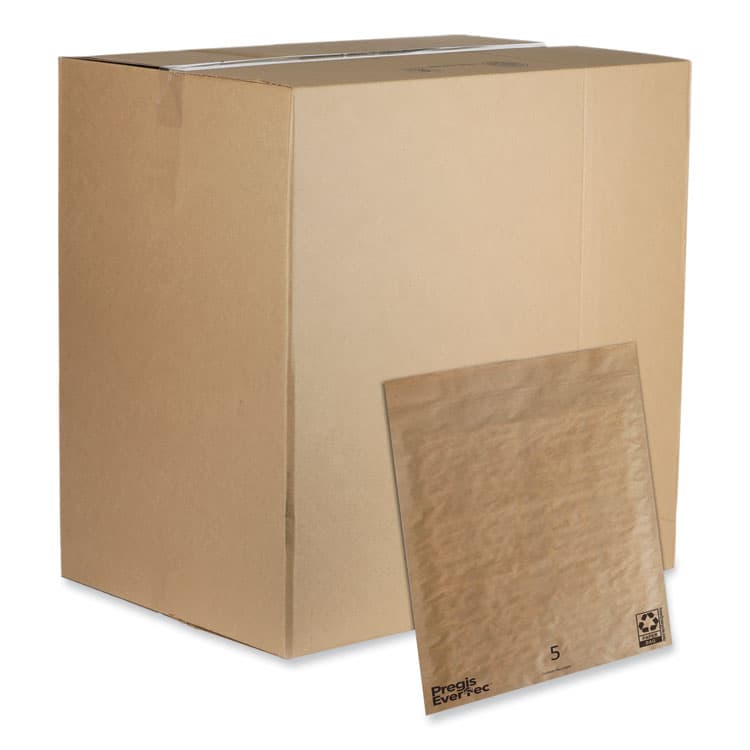 PREGIS EverTec Curbside Recyclable Padded Mailer, #5, Kraft Paper, Self-Adhesive Closure, 12 x 15, Brown, 100/Carton (PGS4083816)