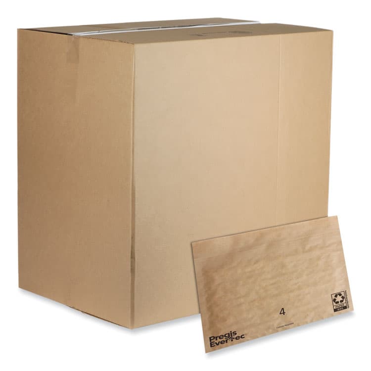 PREGIS EverTec Curbside Recyclable Padded Mailer, #4, Kraft Paper, Self-Adhesive Closure, 14 x 9, Brown, 150/Carton (PGS4083815)