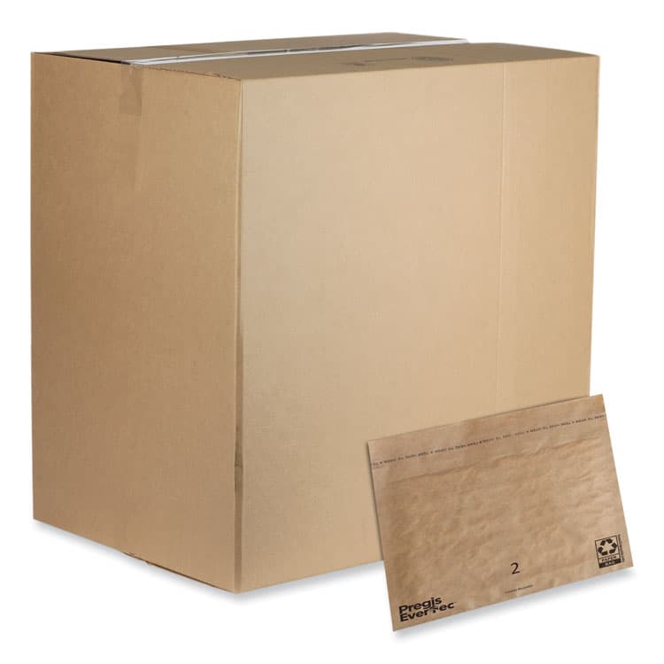 PREGIS EverTec Curbside Recyclable Padded Mailer, #2, Kraft Paper, Self-Adhesive Closure, 12 x 9, Brown, 100/Carton (PGS4083814)