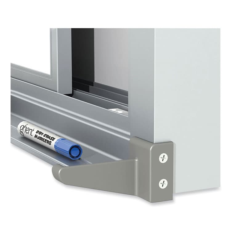 GHENT MANUFACTURING, Horizontal Sliding Porcelain Magnetic Whiteboard, 120" x 48", White Surface, Satin Aluminum Frame (GHEHSM2410) thumbnail 2