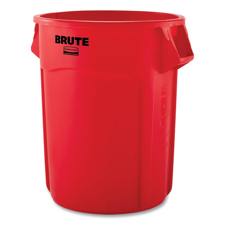 RUBBERMAID COMMERCIAL PROD. Vented Round Brute Container, 55 gal, Plastic, Red, 3/Carton (RCPFG265500RED)