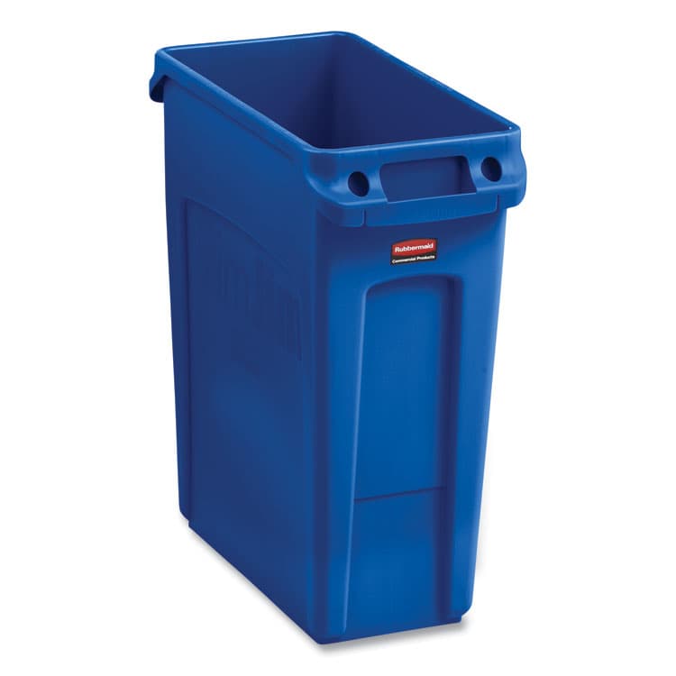 RUBBERMAID COMMERCIAL PROD. Slim Jim Recycling Container, 16 gal, Plastic, Blue, 4/Carton (RCP1971257CT)