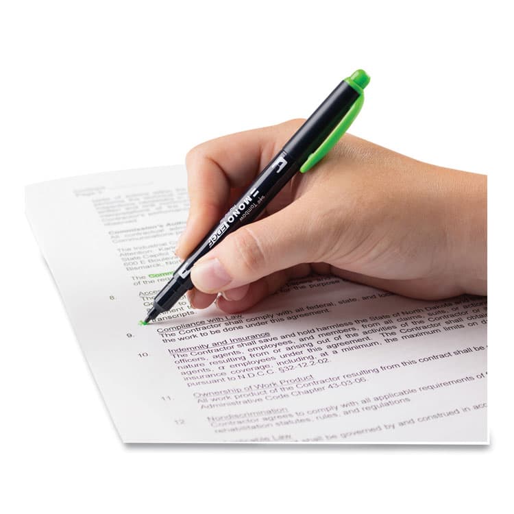 AMERICAN TOMBOW . Highlighters, Yellow Green Ink, Bullet/Chisel Tip, Yellow Green Barrel, 10/Box (TOM56415) thumbnail 2