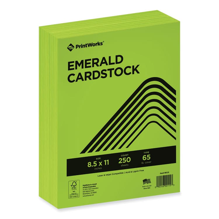 PARIS CORPORATION Color Cardstock, 65 lb Cover Weight, 8.5 x 11, Emerald Green, 250/Ream (PRB00115)
