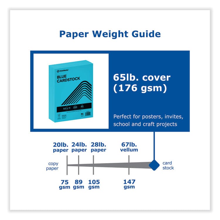 PARIS CORPORATION Color Cardstock, 65 lb Cover Weight, 8.5 x 11, Blue, 250/Ream (PRB00114) thumbnail 4
