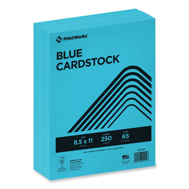 PARIS CORPORATION Color Cardstock, 65 lb Cover Weight, 8.5 x 11, Blue, 250/Ream (PRB00114)