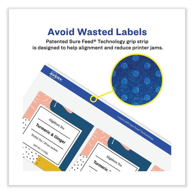 AVERY PRODUCTS CORPORATION Vibrant Inkjet Color-Print Labels w/ Sure Feed, 2 x 4, Matte White, 200/PK (AVE8253) thumbnail 2