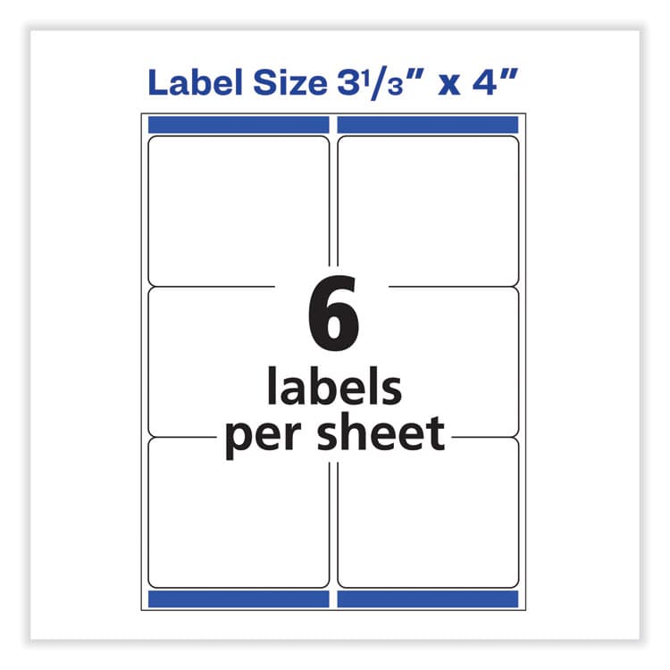 AVERY PRODUCTS CORPORATION Vibrant Inkjet Color-Print Labels w/ Sure Feed, 3.33 x 4, Matte White, 120/PK (AVE8254) thumbnail 4