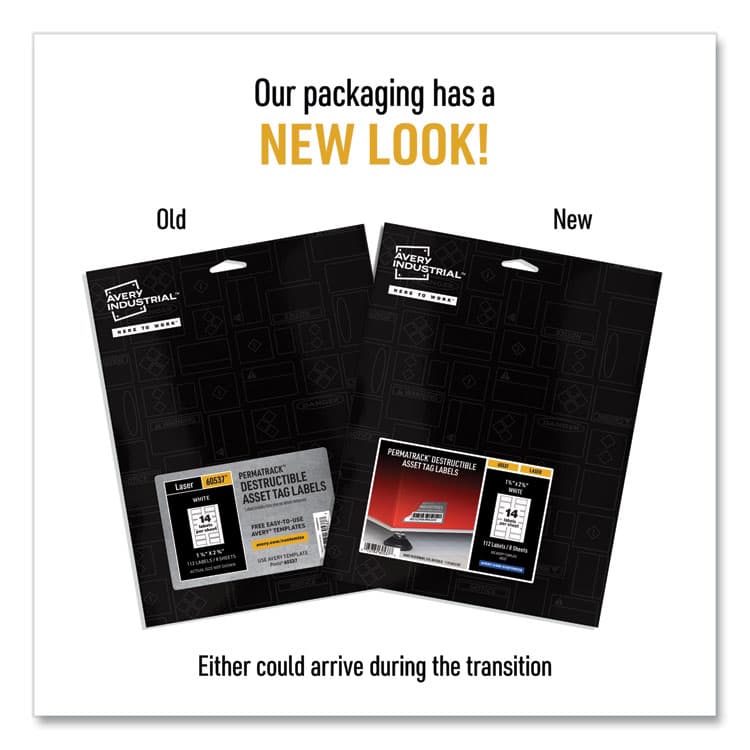 AVERY PRODUCTS CORPORATION PermaTrack Destructible Asset Tag Labels, Laser Printers, 1.25 x 2.75, White, 14/Sheet, 8 Sheets/Pack (AVE60537) thumbnail 2