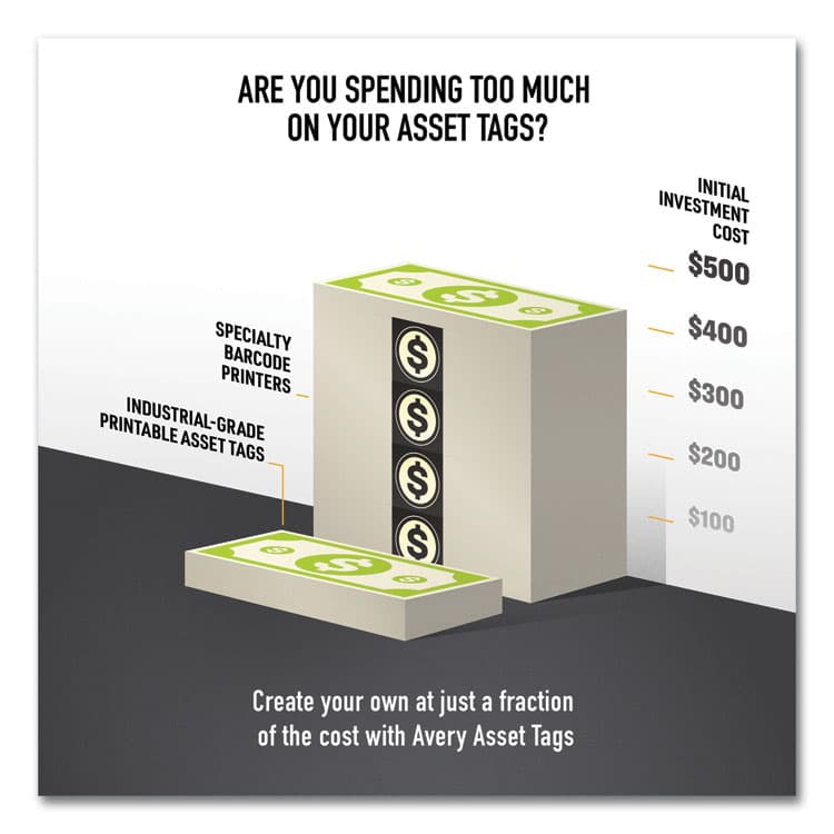 AVERY PRODUCTS CORPORATION PermaTrack Destructible Asset Tag Labels, Laser Printers, 1.25 x 2.75, White, 14/Sheet, 8 Sheets/Pack (AVE60537) thumbnail 4