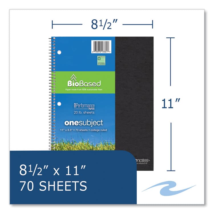 ROARING SPRING PAPER PRODUCTS Environotes BioBased Notebook, 1-Subject, Medium/College Rule, Randomly Assorted Earthtone Cover Color, (70) 11 x 8.5 Sheets (ROA13361) thumbnail 2