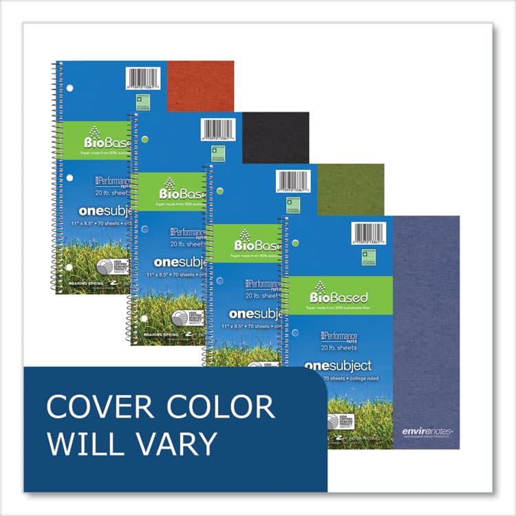 ROARING SPRING PAPER PRODUCTS Environotes BioBased Notebook, 1-Subject, Medium/College Rule, Randomly Assorted Earthtone Cover Color, (70) 11 x 8.5 Sheets (ROA13361) thumbnail 4
