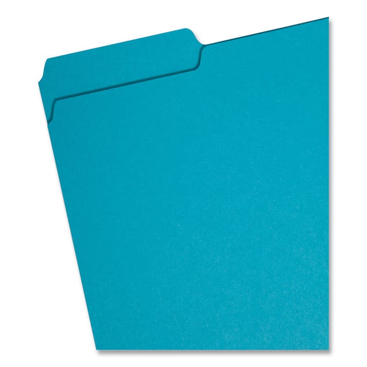 SMEAD MANUFACTURING CO. Interior File Folders, 1/3-Cut Tabs: Assorted, Letter Size, 0.75" Expansion, Teal, 100/Box (SMD10291) thumbnail 2