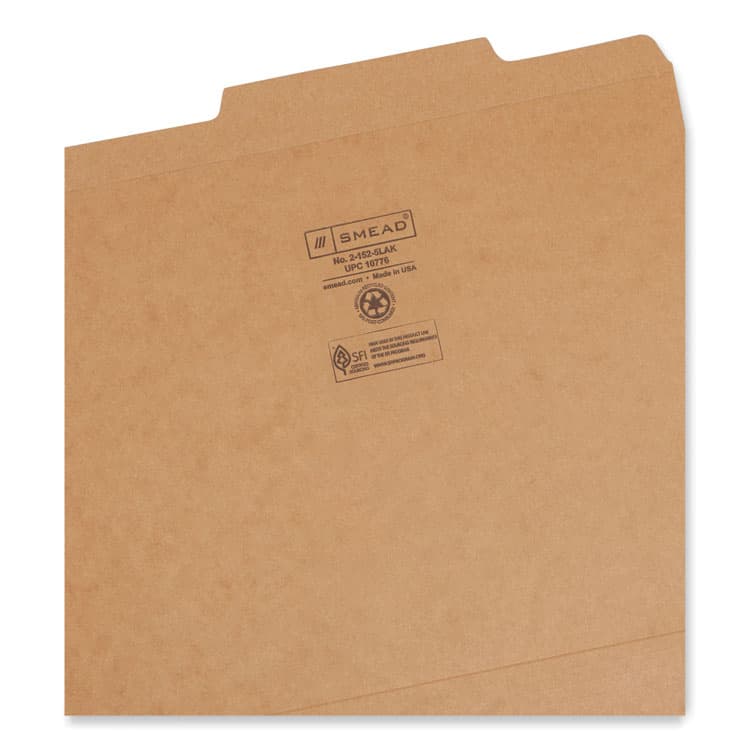 SMEAD MANUFACTURING CO. Guide Height Reinforced Heavyweight Kraft File Folder, 2/5-Cut Tabs: Right of Center, Letter, 0.75" Expansion, Brown, 100/BX (SMD10776) thumbnail 3