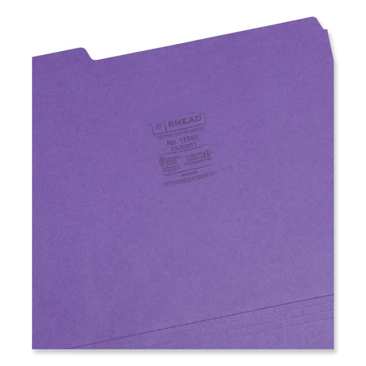 SMEAD MANUFACTURING CO. Colored File Folders, 1/3-Cut Tabs: Assorted, Letter Size, 0.75" Expansion, Assorted: Gray/Maroon/Navy/Purple/Teal, 100/Box (SMD11948) thumbnail 3
