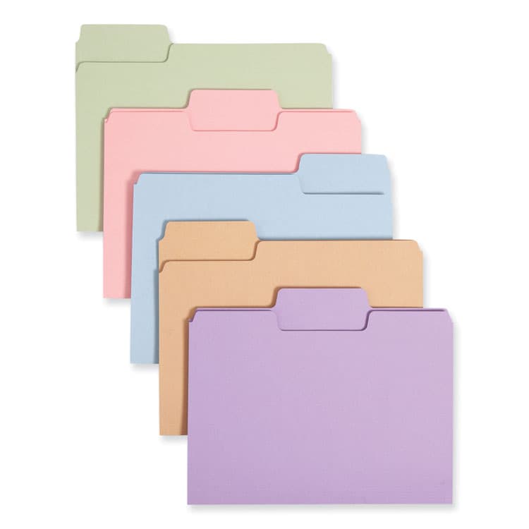 SMEAD MANUFACTURING CO. SuperTab Colored File Folders, 1/3-Cut Tabs: Assorted, Letter Size, 0.75" Expansion, 11-pt Stock, Color Assortment 2, 100/Box (SMD11961)
