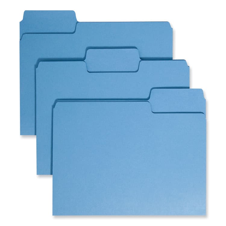 SMEAD MANUFACTURING CO. SuperTab Colored File Folders, 1/3-Cut Tabs: Assorted, Letter Size, 0.75" Expansion, 11-pt Stock, Blue, 100/Box (SMD11986)