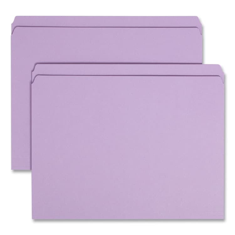 SMEAD MANUFACTURING CO. Reinforced Top Tab Colored File Folders, Straight Tabs, Letter Size, 0.75" Expansion, Lavender, 100/Box (SMD12410)
