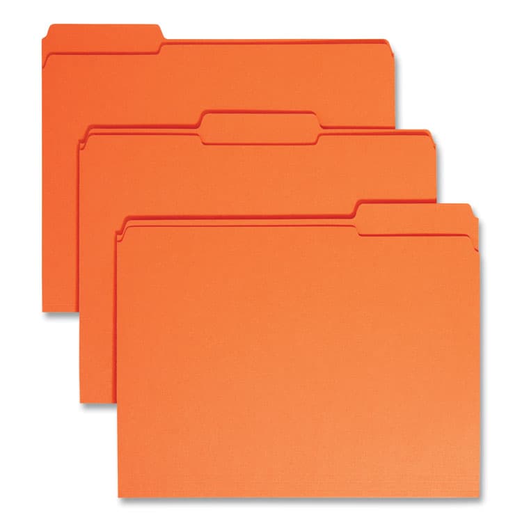 SMEAD MANUFACTURING CO. Reinforced Top Tab Colored File Folders, 1/3-Cut Tabs: Assorted, Letter Size, 0.75" Expansion, Orange, 100/Box (SMD12534)