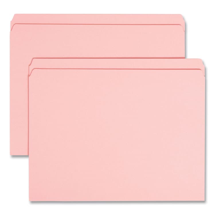 SMEAD MANUFACTURING CO. Reinforced Top Tab Colored File Folders, Straight Tabs, Letter Size, 0.75" Expansion, Pink, 100/Box (SMD12610)