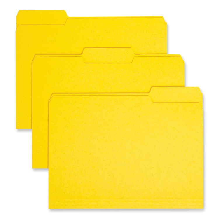 SMEAD MANUFACTURING CO. Interior File Folders, 1/3-Cut Tabs: Assorted, Letter Size, 0.75" Expansion, Yellow, 100/Box (SMD10271)