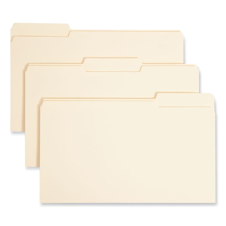 SMEAD MANUFACTURING CO. Interior File Folders, 1/3-Cut Tabs: Assorted, Legal Size, 0.75" Expansion, Manila, 100/Box (SMD15230)
