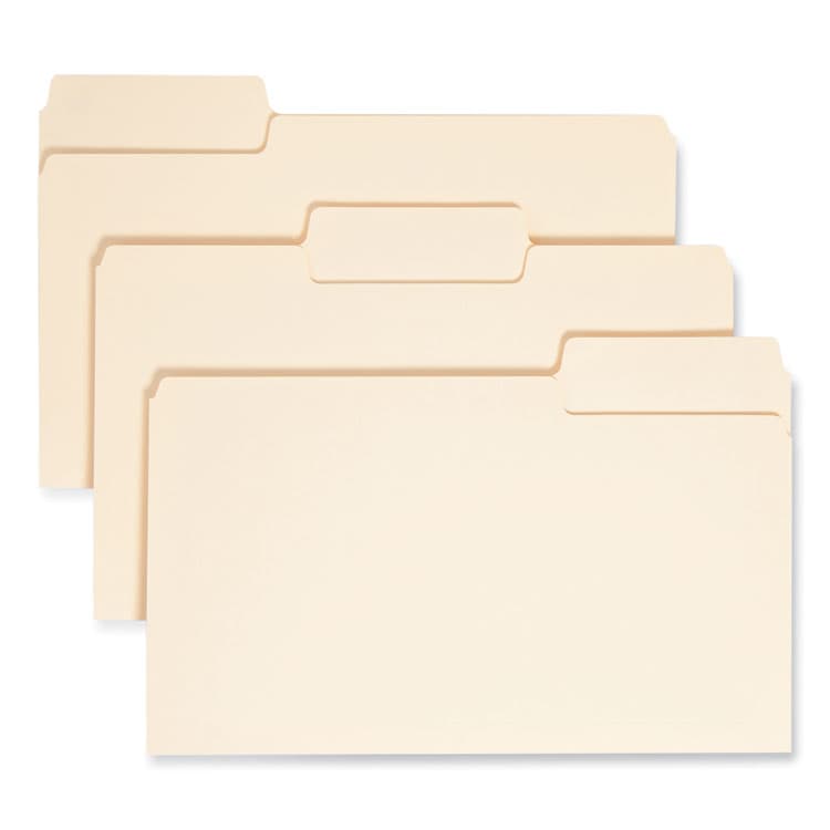 SMEAD MANUFACTURING CO. SuperTab Top Tab File Folders, 1/3-Cut Tabs: Assorted, Legal Size, 0.75" Expansion, 11-pt Manila, 100/Box (SMD15301)