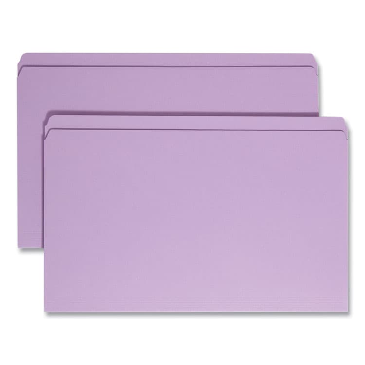 SMEAD MANUFACTURING CO. Reinforced Top Tab Colored File Folders, Straight Tabs, Legal Size, 0.75" Expansion, Lavender, 100/Box (SMD17410)