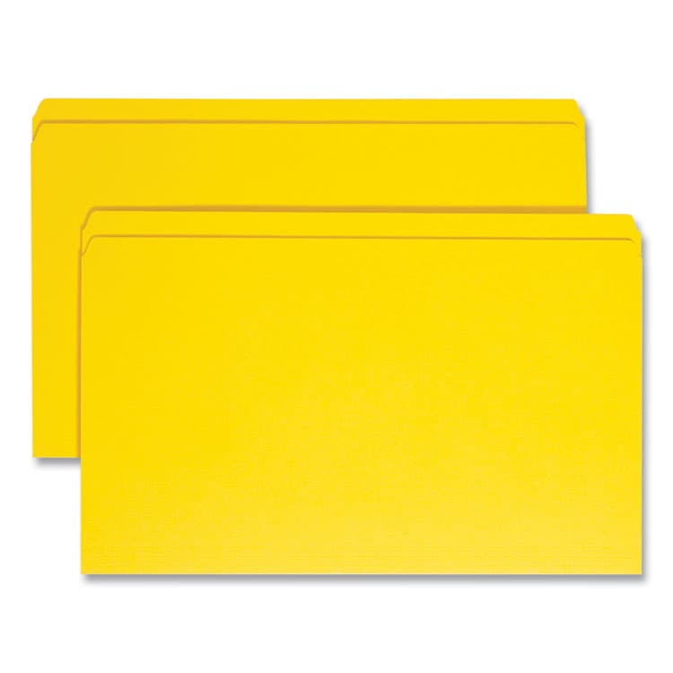 SMEAD MANUFACTURING CO. Reinforced Top Tab Colored File Folders, Straight Tabs, Legal Size, 0.75" Expansion, Yellow, 100/Box (SMD17910)