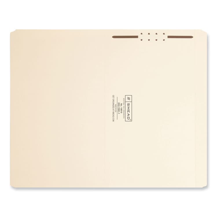 SMEAD MANUFACTURING CO. Top Tab Fastener Folders, Straight Tab, Expands 0.75", 1 Fastener, Legal Size, Manila, 50/Box (SMD19510) thumbnail 2