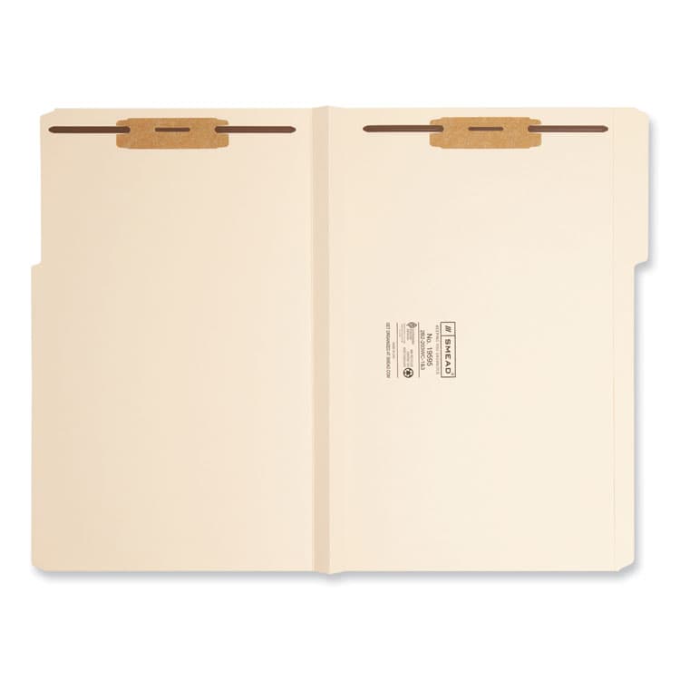 SMEAD MANUFACTURING CO. Top Tab Manila Expansion Fastener Folders, 1/3-Cut Tab: Assorted, Expands 1.5", 2 Fasteners, Legal Size, Manila, 50/Box (SMD19595) thumbnail 2