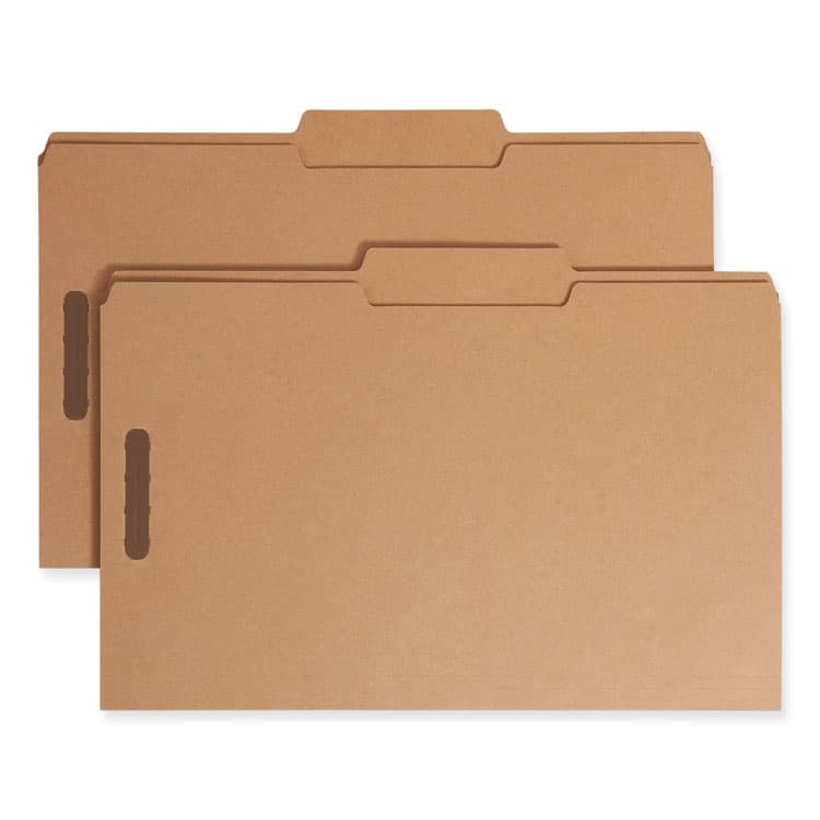 SMEAD MANUFACTURING CO. Top Tab Fastener Folders, 2/5-Cut Tab: Right of Center, Expands 0.75", 2 Fasteners, Legal Size, Kraft, 50/Box (SMD19882)