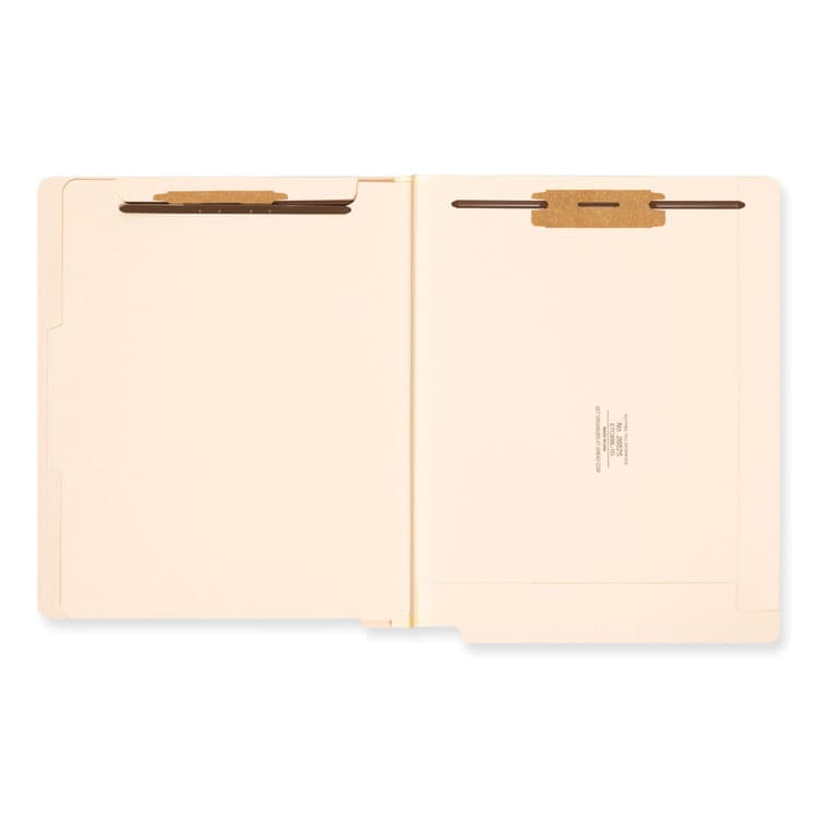 SMEAD MANUFACTURING CO. Manila End Tab Classification Folders, Straight Tab, Expands 2", 1 Divider, 4 Fasteners, Letter Size, Manila, 10/Box (SMD26825)