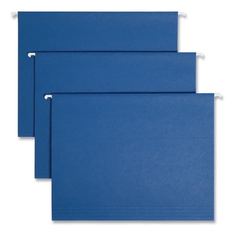 SMEAD MANUFACTURING CO. Colored Hanging File Folders with 1/5 Cut Tabs, Letter Size, 1/5-Cut Tabs, Navy, 25/Box (SMD64057)