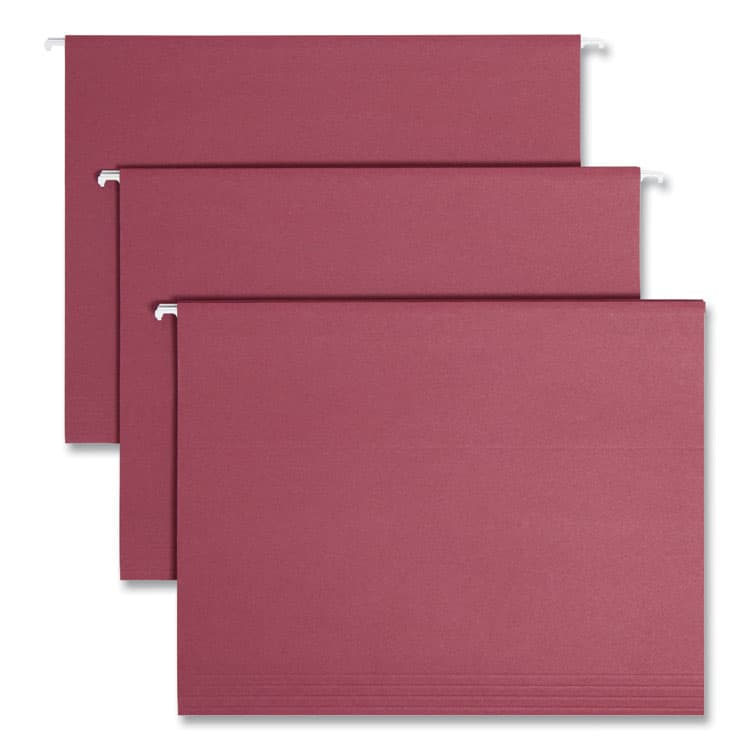 SMEAD MANUFACTURING CO. Colored Hanging File Folders with 1/5 Cut Tabs, Letter Size, 1/5-Cut Tabs, Maroon, 25/Box (SMD64073)